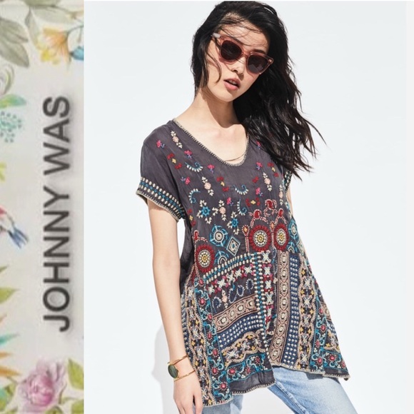 NEW Johnny Was Madhuri Boho Embroidered Geometric Top Tunic Medium - Picture 8 of 10